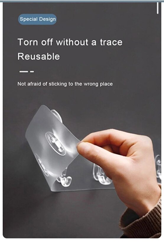 5li Kendinden Yapışkanlı Şeffaf Silikon Askı