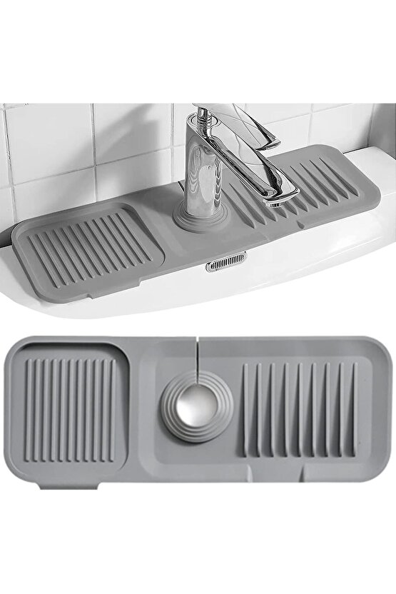 Elastik Musluk Matı Su Tutucu Düzenleyici Kaydırmaz Taban Organizer Mutfak Banyo Lavabo