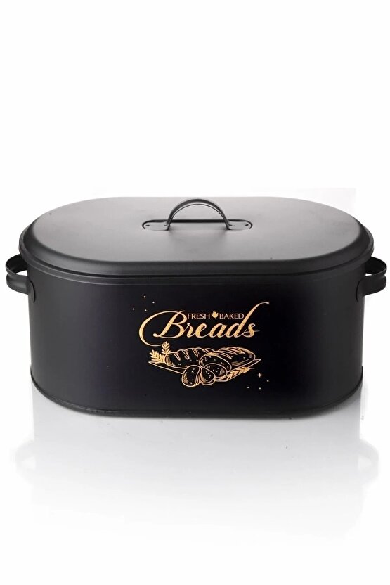 Metal Kapaklı Lüx Ekmeklik - Siyah
