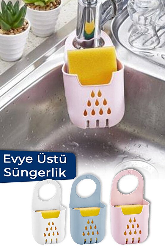 Asılabilir Süngermatik Silikon Bulaşık Süngerlik Ve Evye Düzenleyici (SÜNGER HEDİYELİ)