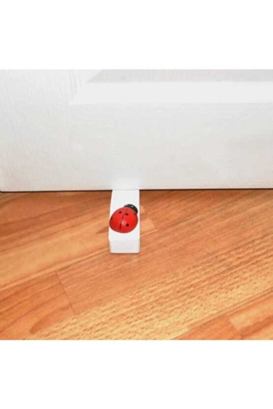 Beyaz Uğur Böcekli Kapı Altı Durdurma Stoperi