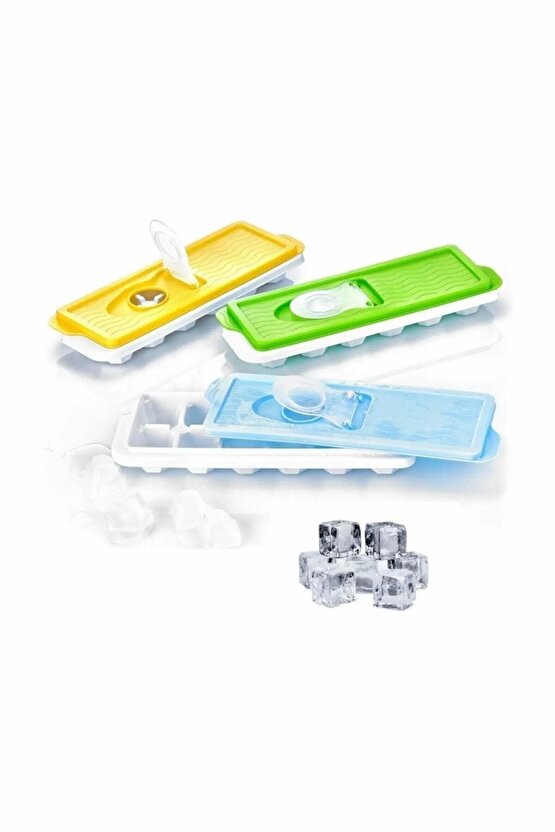 12 Bölmeli Kapaklı Silikon Buz Kalıbı Yapışmaz Taban