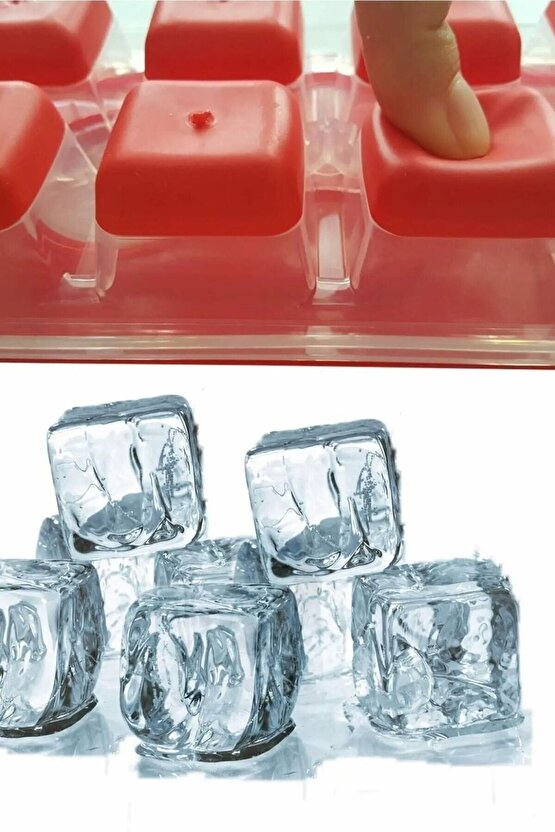 12 Bölmeli Kapaklı Silikon Buz Kalıbı Yapışmaz Taban