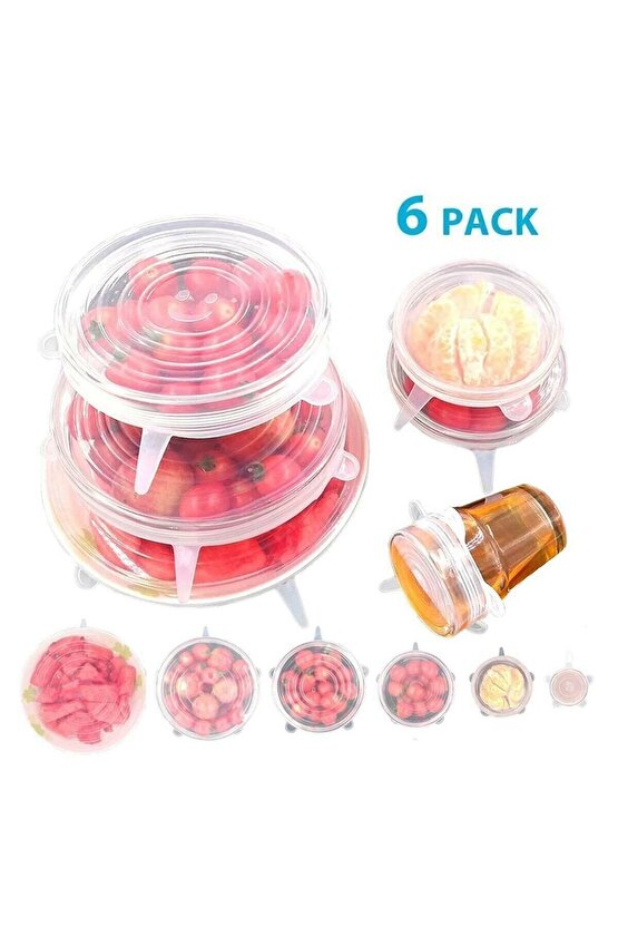 Tazeliği Koruyan Saklama Kabı Kapağı 6lı Esnek Silikon Strech Kapaklar