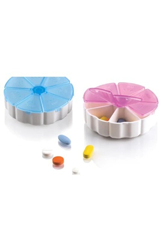 2 Adet Haftalık İlaç Saklama Kutusu Yuvarlak Model