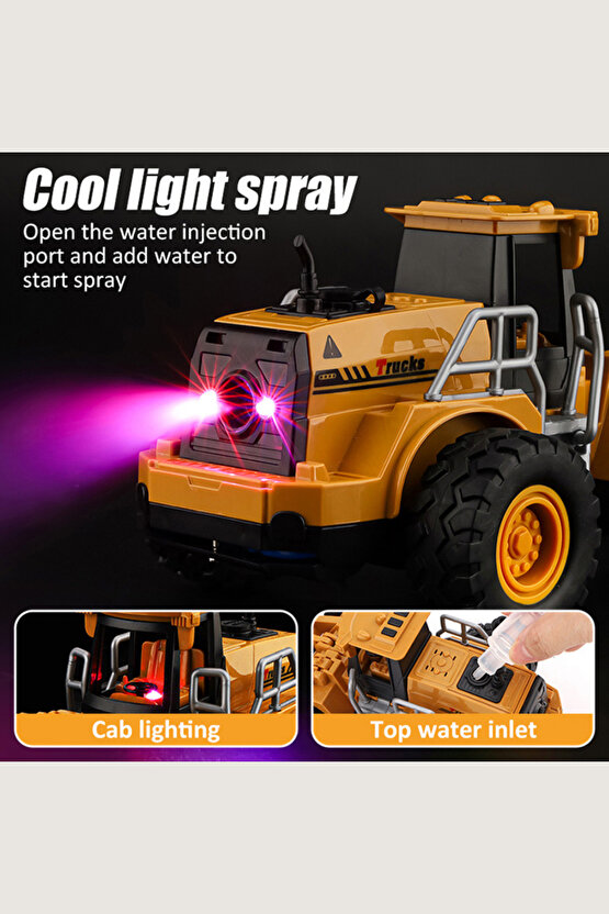 Oyuncak Uzaktan Kumandalı Full Fonksiyon Şarjlı Buhar Atan Kazıcı Yükleyici Buharlı İş Makinası