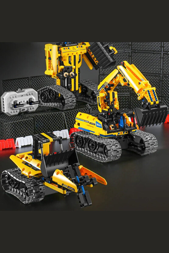 Oyuncak 430 Parça Telefon ve Kumanda Kontrollü Ekskavatör Robot ve Araba Lego im Master 3in1