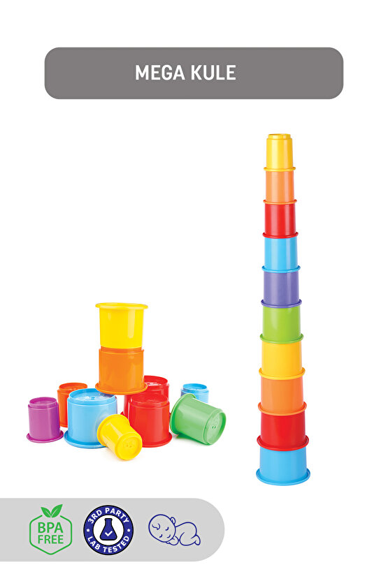 Oyuncak Mega Kule 10 Parça Renkli Eğitici Aktivite Oyuncak