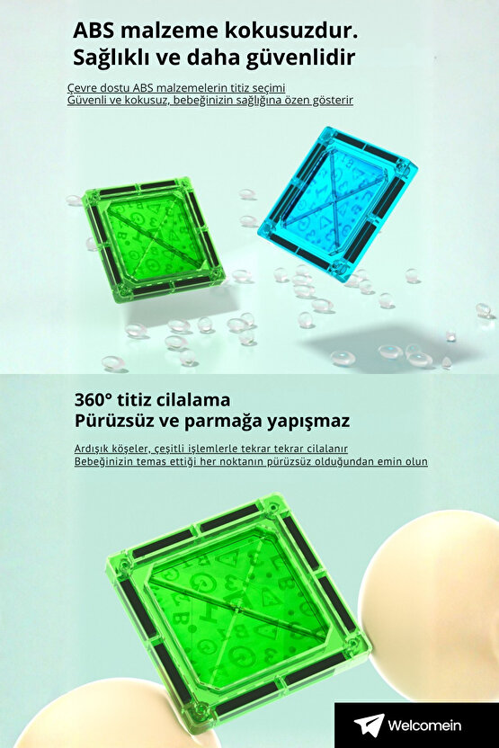 Manyetik Geometrik Işıklı Bloklu 66 Parça Şekil Yapım Seti 3+ Çocuk Eğitici Zeka Bina Oyuncağı Blok