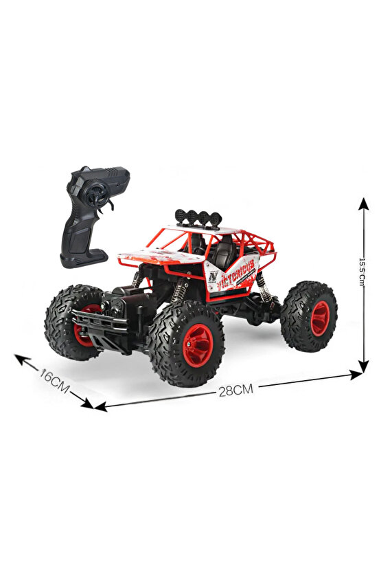 Oyuncak 4x4 Uzaktan Kumandalı Şarjlı Rock Crawler Büyük Teker Gerçekçi Araba 1:16 Ölçek