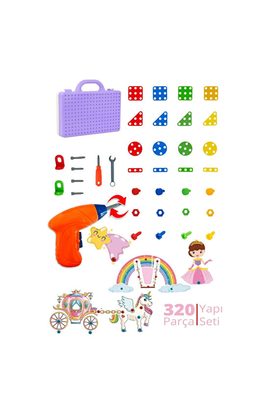 Oyuncak Eğitici Aktivite Mentossori 3D Eğitici Matkap  Tak Puzzle Seti Unicorn Serisi