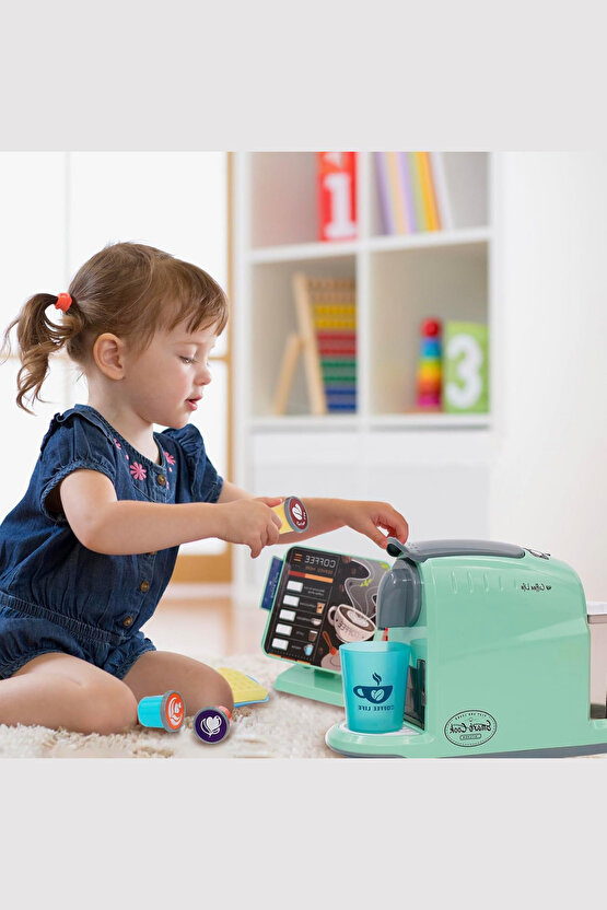 Oyuncak Sipariş Ekranlı Kahve Makinası 13 Parça Aksesuarları Birlikte Kahve Kapsüllü Kahve Dükkanım