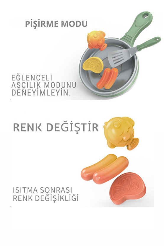 Oyuncak Renk Değiştiren Yiyecekler Kızartma Tava Seti