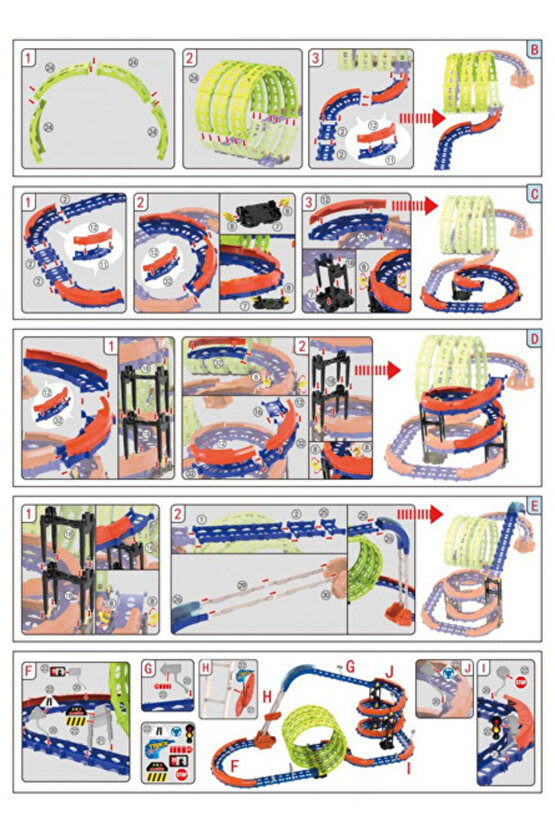 Oyuncak Şarjlı Kendin Yap Çılgın 360 Derece Neon Renkli Parkur Süper Hızlı Araba