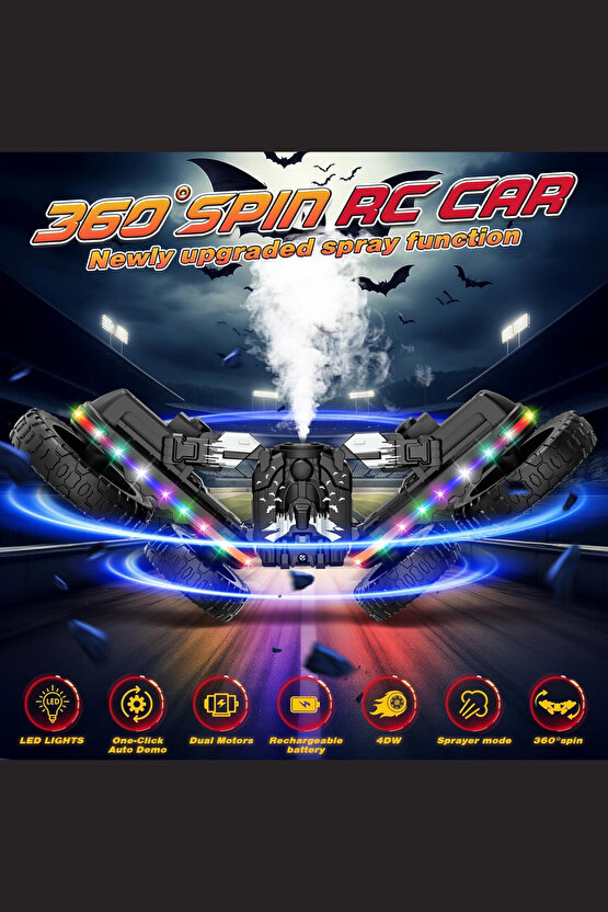 Oyuncak 2.4 Ghz Uzaktan Kumandalı Şarjlı Buhar Atan Akrobat Araba Batman Joker