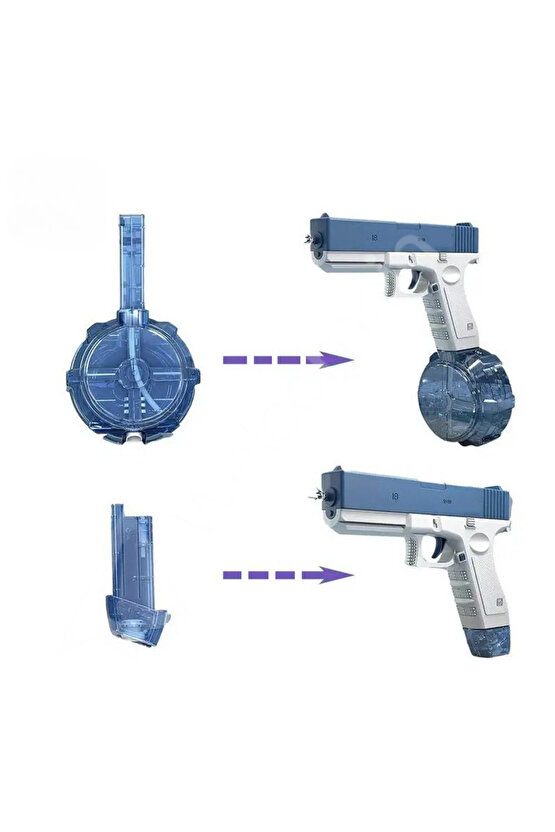 8-10 Metre Su Atan Işıklı 550ml ve 150ml Kapasiteli Su Silahı Otomatik Şarjlı Güçlü Su Tabancası