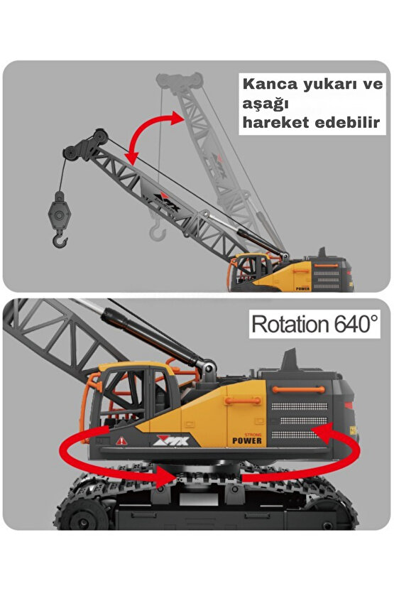 Oyuncak 40 Mhz Uzaktan Kumandalı Işıklı İş Makinası RC Ekskavatör Vinç Paletli