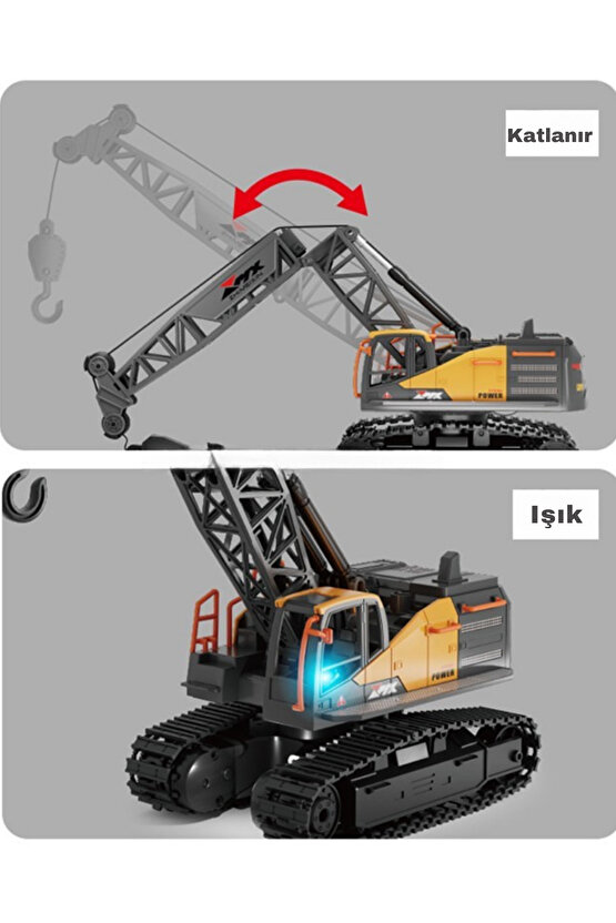 Oyuncak 40 Mhz Uzaktan Kumandalı Işıklı İş Makinası RC Ekskavatör Vinç Paletli