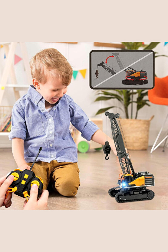 Oyuncak 40 Mhz Uzaktan Kumandalı Işıklı İş Makinası RC Ekskavatör Vinç Paletli