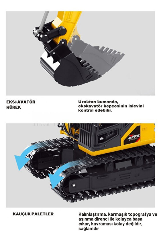 Oyuncak 40 Mhz Uzaktan Kumandalı Işıklı İş Makinası RC Ekskavatör Kepçe Paletli