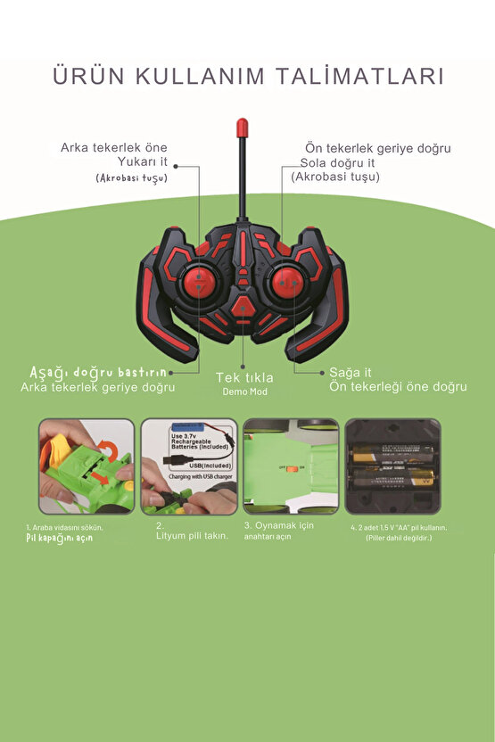 Oyuncak Şarjlı Sesli ve Işıklı Uzaktan Kumandalı Dans Eden Çılgın Traktör Araba