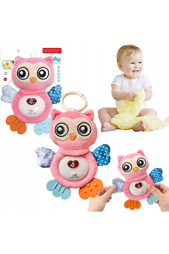 Oyuncak Işıklı Ve Sesli Diş Kaşıyıcılı Peluş Uyku Arkadaşı Bebek Baykuşu