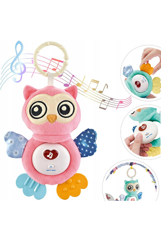 Oyuncak Işıklı Ve Sesli Diş Kaşıyıcılı Peluş Uyku Arkadaşı Bebek Baykuşu