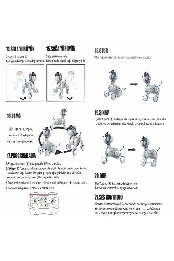 Oyuncak Sesli Işıklı Uzaktan Kumandalı 30 Fonksiyonlu Akıllı Robot Kedi Ve Köpek Led Emoji