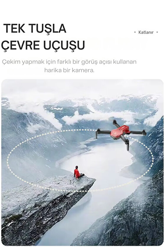 2.4G Uzaktan Kumandalı Wifi HD Kameralı Şarjlı Full Fonksiyon Katlanabilir Drone APP Kontrollü Dron