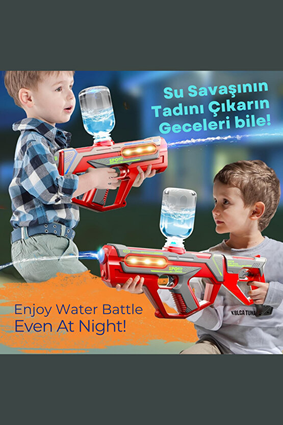 Oyuncak Şarjlı Ledli Işıklı Su Tabancası ve Tüfek 2IN1