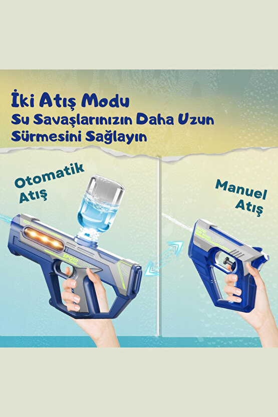 Oyuncak Şarjlı Ledli Işıklı Su Tabancası ve Tüfek 2IN1