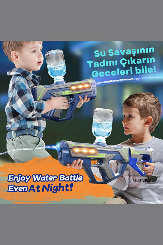 Oyuncak Şarjlı Ledli Işıklı Su Tabancası ve Tüfek 2IN1