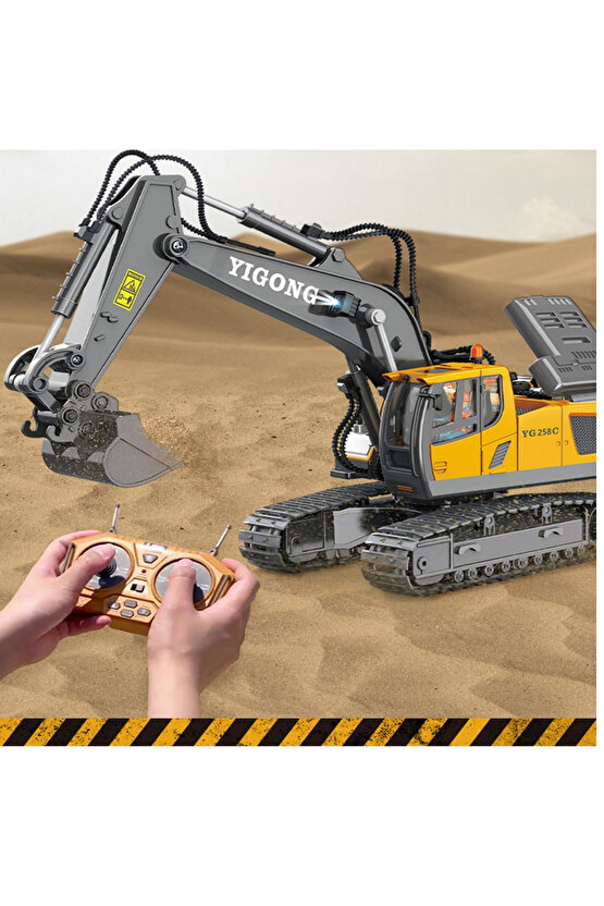 Oyuncak Uzaktan Kumandalı 2.4 Ghz Sesli Işıklı Metal Bulldozer Ekskavatör Kamyon İş Makineleri