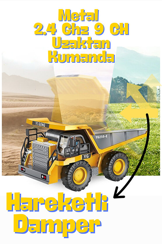 Uzaktan Kumandalı 2.4 Ghz Sesli Işıklı Bulldozer Eksvatör Kamyon İş Makineleri