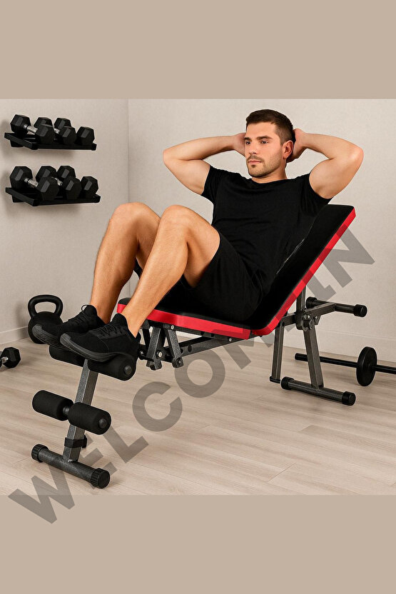 Ev ve Spor Salonlarına Uygun Çok Fonksiyonlu Katlanabilir Ağırlık Ve Mekik Sehpası Fitness Kardiyo