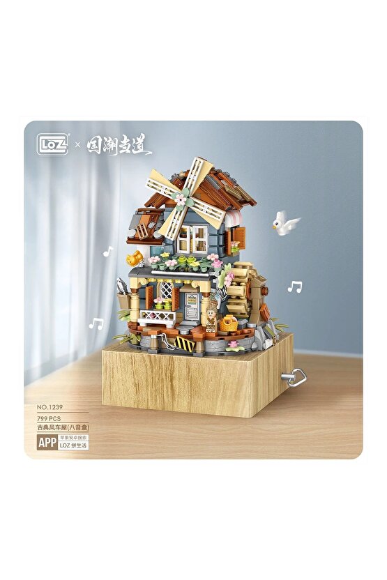 799 Parça LOZ Blok Oyuncak Mini Değirmen Müzik Kutusu Yapı Tuğlaları Seti