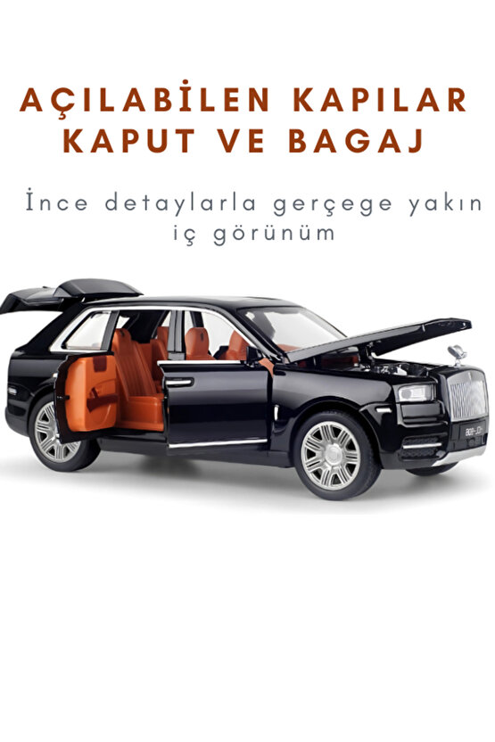 Çek-Bırak Lüks RR Buhar Çıkaran Sesli Işıklı Kapıları ve Bagajı Açılabilen Oyuncak Araç Die-Cast