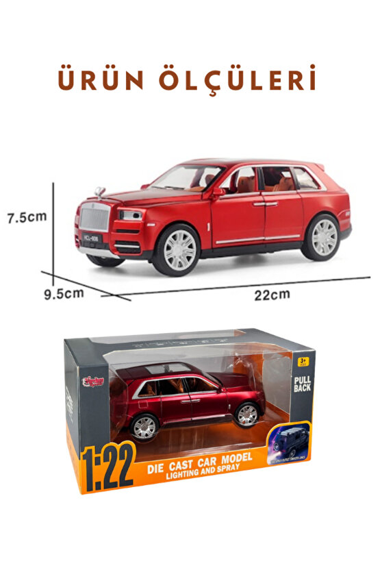 Çek-Bırak Lüks RR Buhar Çıkaran Sesli Işıklı Kapıları ve Bagajı Açılabilen Oyuncak Araç Die-Cast