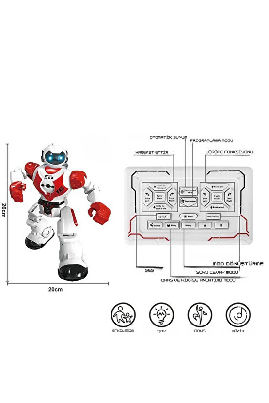 Uzaktan Kumandalı Full Fonksiyon Şarjlı Işıklı ,Sesli Dansçı İnteraktif Robot +3