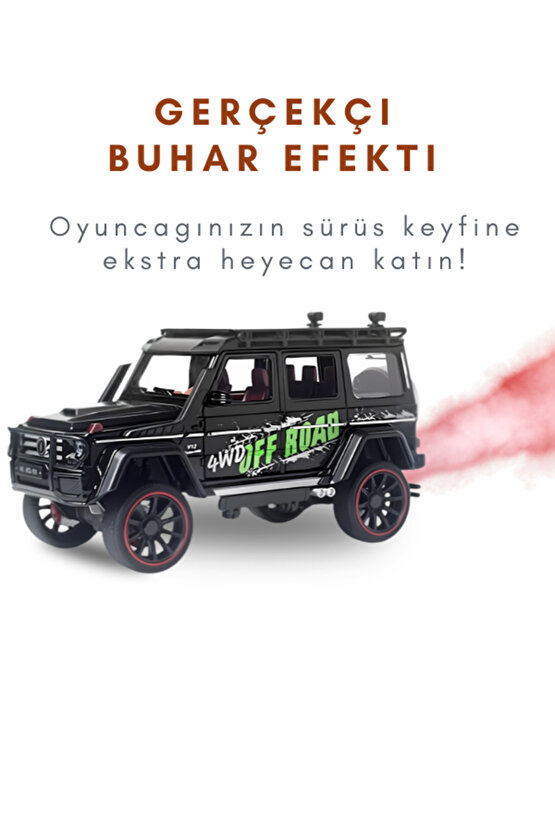 Çek-Bırak Lüks G Kasa Buhar Çıkaran Sesli Işıklı Kapıları ve Bagajı Açılabilen Oyuncak Araç Die-Cast