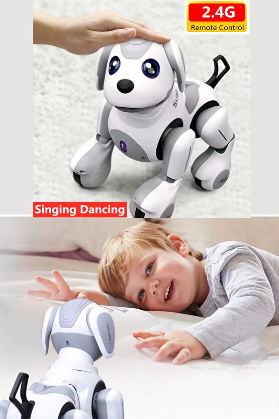 Oyuncak Sesli ve Işıklı Smart Dog Uzaktan Kumandalı Şarjlı İnteraktif Akıllı Sevimli Robot Köpek