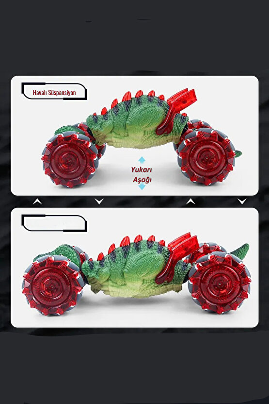 Oyuncak 4x4 2.4g Uzaktan Kumandalı Dinazor Akrobat Araba Bilekten Kontrol Şarjlı Çift Kumandalı