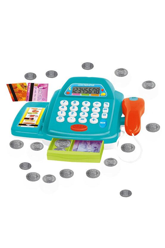 Mavi Oyuncak Yazar Kasa- Hesap Makinesi Fonksiyonlu ve Borkod Okutmalı Eğitici Oyuncak Seti +3yaş