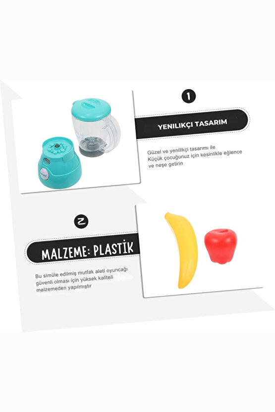 Mavi Blender Oyuncak Işıklı Aksesuarlı Gerçekçi Hareketli Blender Evcilik Aktivite Oyunu