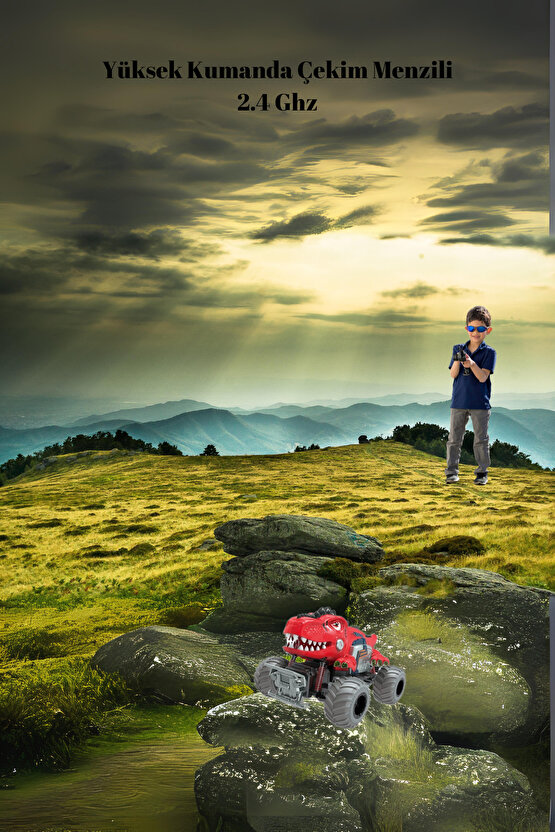 Oyuncak Uzaktan Kumandalı Full Fonksiyon 2.4G Süspansiyonlu BigFoot Dinozor Rock Crawler Araba