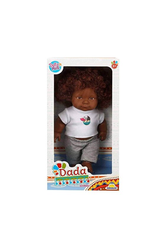 Dada Kıvırcık Saçlı Oyuncak Zenci Erkek Et Bebek - 35 Cm