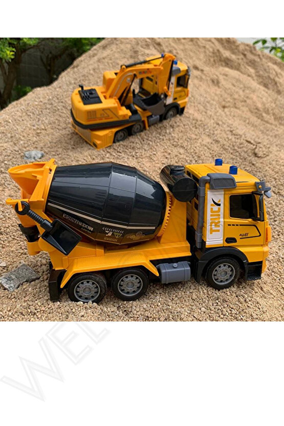 Oyuncak 2.4GHz Full Fonksiyon Uzaktan Kumandalı 1:12 Ölçek Işıklı ve Sesli Şarjlı Beton Mikseri