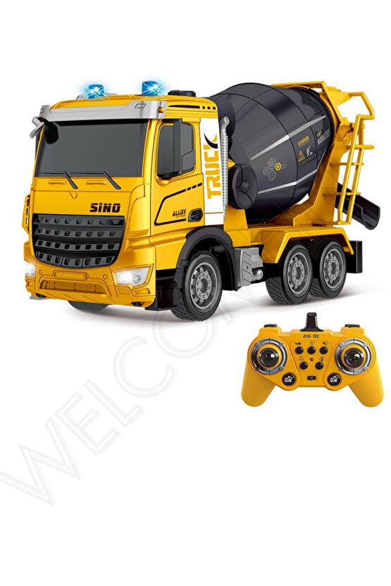 Oyuncak 2.4GHz Full Fonksiyon Uzaktan Kumandalı 1:12 Ölçek Işıklı ve Sesli Şarjlı Beton Mikseri