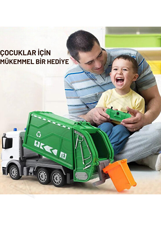 Oyuncak 2.4GHz Full Fonksiyon Uzaktan Kumandalı 1:12 Ölçek Işıklı ve Sesli Şarjlı Çöp Arabası