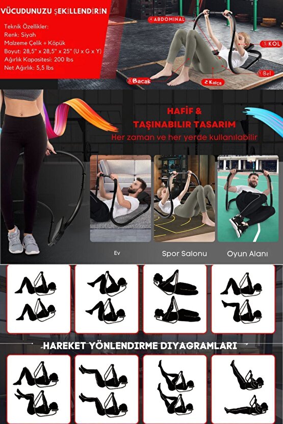 Ab Roller Mekik Ve Egzersiz Aleti Süper Karın Kası Sixpack Adonis Yardımcı Alet